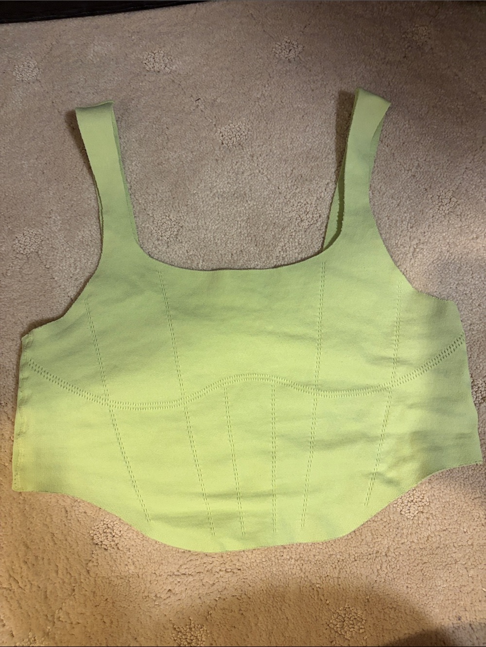 Free People Movement Women’s Neon Lemon Lime Green Structured Crop Tank Top XS/S